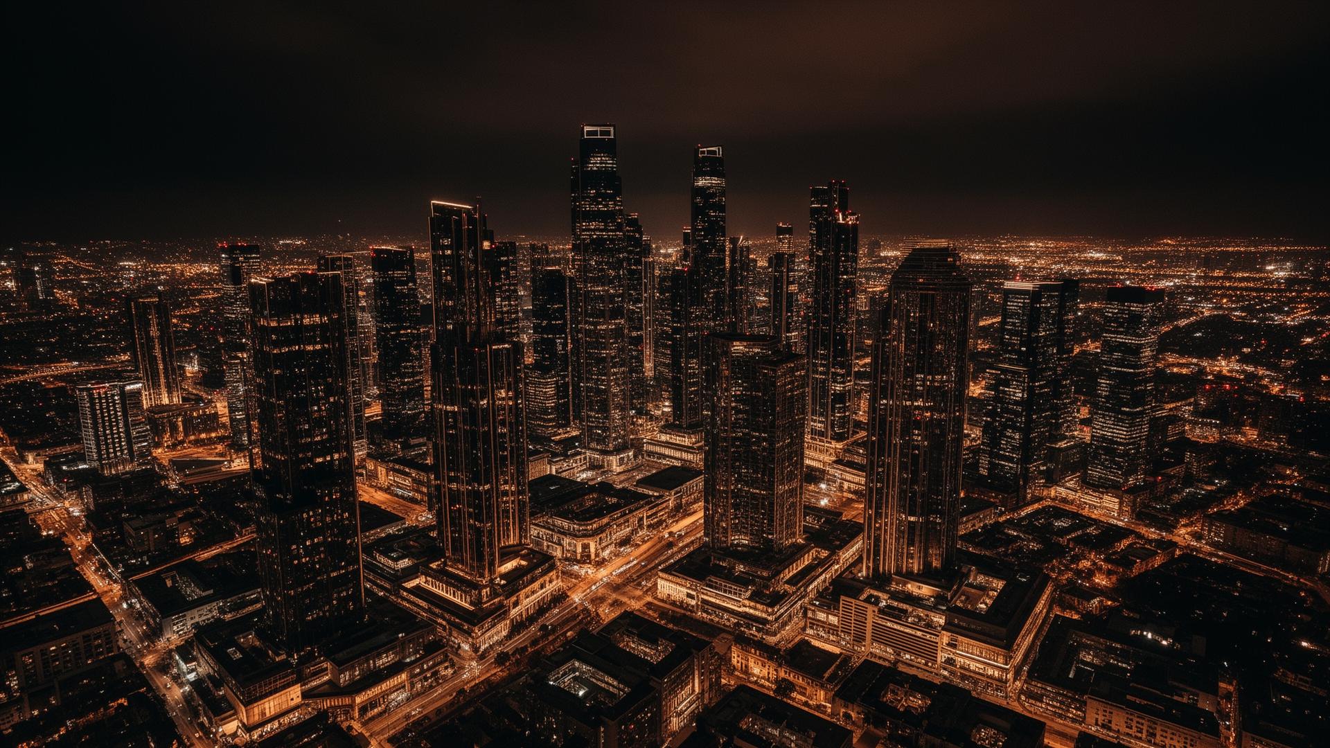 Luxury city skyline at night